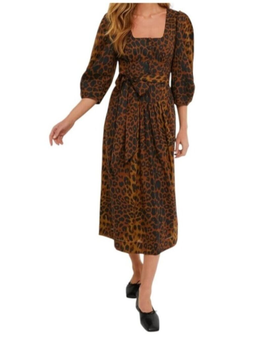 Tuckernuck Leopard Graciela Cotton Midi Dress Brown Black 4